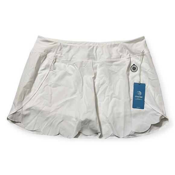 NWT MPG Sport Skort White Scallop Hem Lined Short Built-In Size XL Activewear - Picture 1 of 7